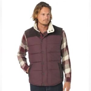 Prana Waylen Mahogany puffer Vest w/ Sherpa Collar & Corduroy Midweight Mens XXL
